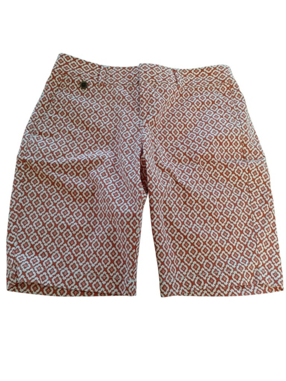 Dockers Womens Bermuda Short Sz 4 Orange White Flat Front Geometric Cotton Blend